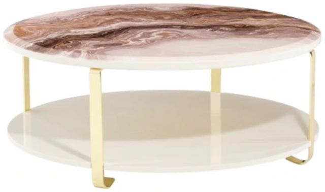 Michael Amini® Ariana Beige Cocktail Table with Gold Base-0