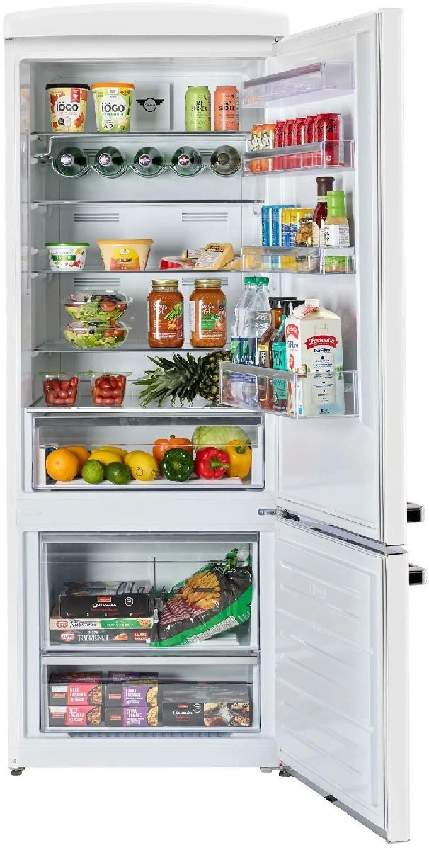 Unique® Appliances Classic Retro 28" 17 Cu. Ft. Marshmallow White Counter Depth Bottom Freezer Refrigerator-2