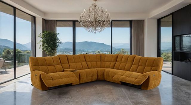Furniture of America® Southwold 6-Piece Butterscotch Power Reclining Sectional-2