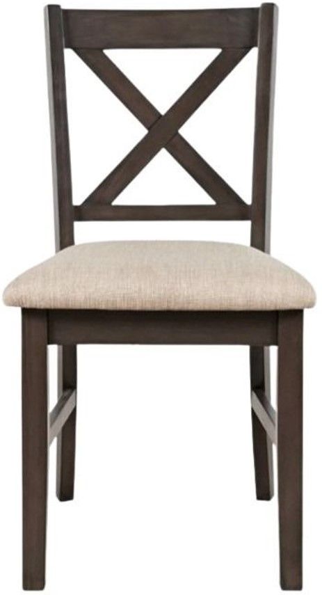 Jofran Inc. Hobson Beige/Gray X-Back Side Chair-2