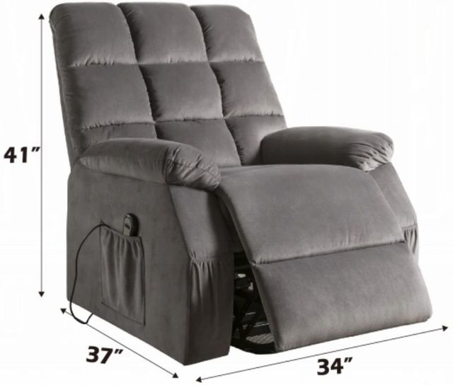 ACME Furniture Ipomoea Gray Recliner with Power Lift and Massage-2