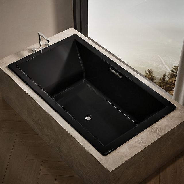 KOHLER® Underscore® Black 72" x 42" Drop-In Heated Bubble Massage™ Air Bath with Bask® Heated Surface-1