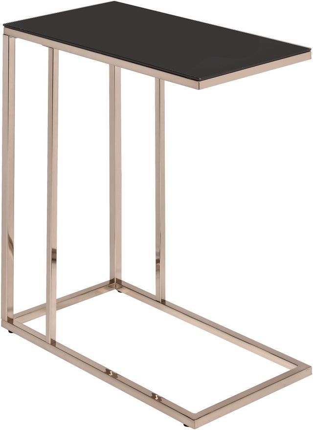 Coaster® Rectangular Black Chrome Accent Table with Chocolate Chrome Base-0