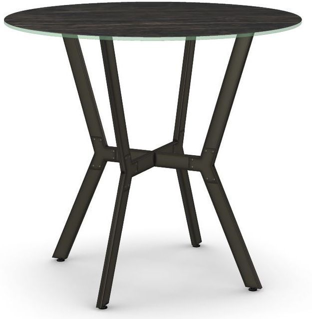 Amisco Customizable Norcross 36" Italian Porcelain Round Counter Height Table with Black Marble Finish-0
