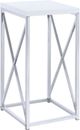 Coaster® Edmund Glossy White Accent Table with X-Cross Chrome Base-0