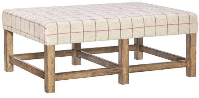 Legacy Classic Vintage Market Barnwood Oak Upholstered Ottoman Cocktail Table-0