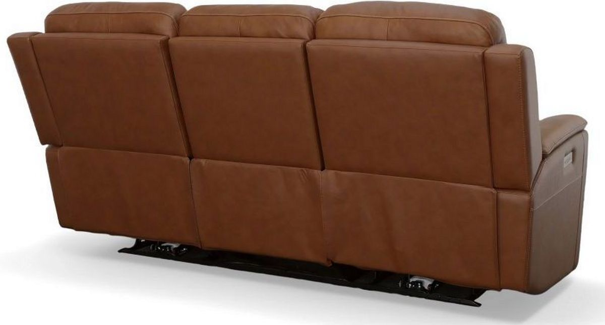 Flexsteel® Henry Caramel Power Reclining Sofa with Power Headrests