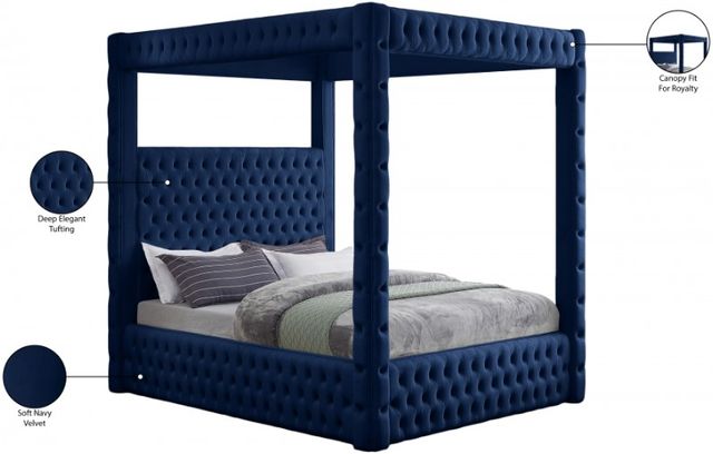 Meridian Furniture Royal Navy King Upholstered Canopy Bed-2