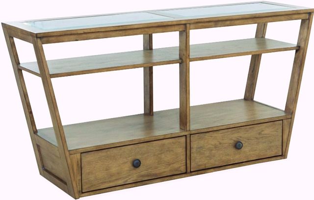 Magnussen Home® Hardison Glass Top Rectangular Sofa Table with Warm Stone Base-0