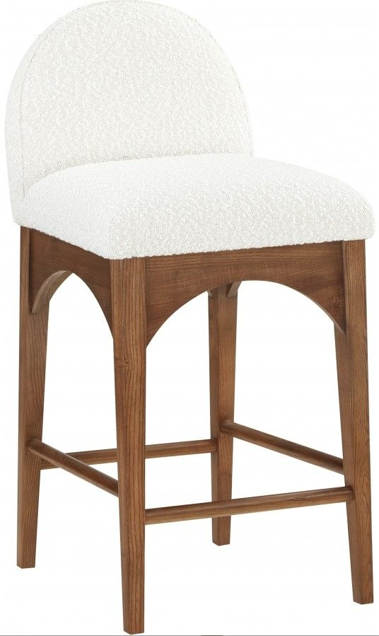 Meridian Furniture Waldorf Cream/Walnut Brown Boucle Counter Stool-0