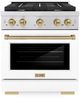 ZLINE Autograph Edition Paramount 30" Stainless Steel Pro Style Dual Fuel Range with White Matte Door and Champagne Bronze Accents-0
