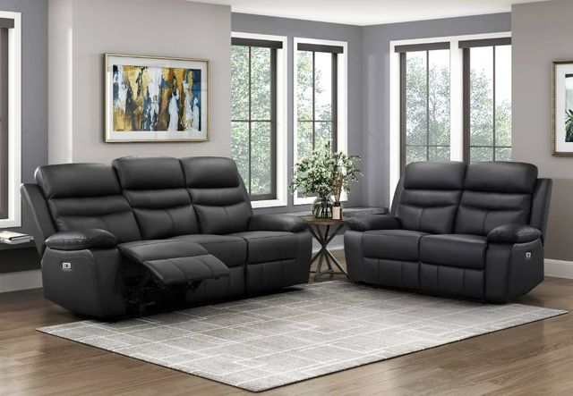 Homelegance® Hancock Black Power Double Reclining Loveseat-1