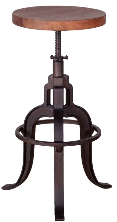 Home Trends & Design Organic Forge Raw Walnut Adjustable Stool-0