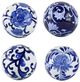 A & B Home 4-Piece Blue/White Decorative Spheres Set-0