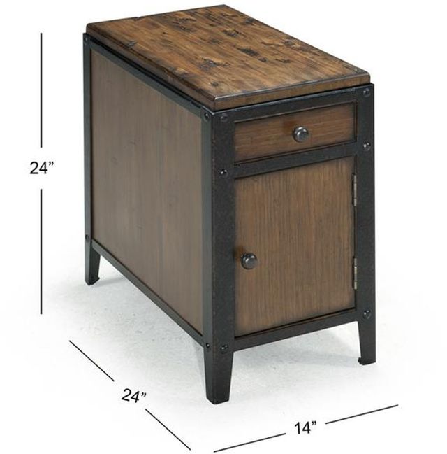 Magnussen Home® Pinebrook Distressed Natural Pine Chairside Door End Table with Black Metal Frame-2