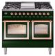Ilve® Nostalgie II Noblesse 40'' Emerald Green Pro Style Dual Fuel Range with Copper Trim-0