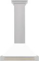 ZLINE Autograph Edition 30" Satin Stainless Steel Convertible Wall Mounted Range Hood with White Matte Shell and Polished Gold Handle-0
