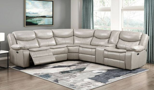 Homelegance® Fargo 3-Piece Silver Gray Power Reclining Sectional with Right Console-1