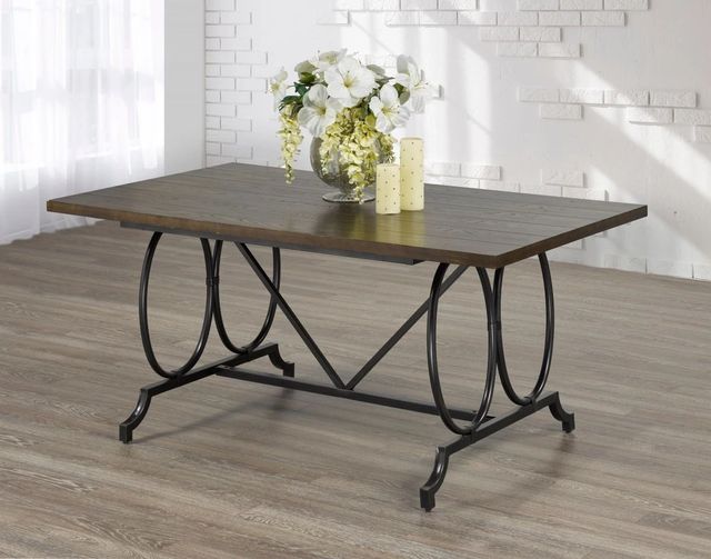 Brassex Inc. Tinga Brown Dining Table with Black Metal Base-1