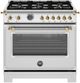 Bertazzoni Heritage Series 36" Fingerprint Resistant Stainless Steel Pro Style Dual Fuel Range with Gold Accents-0