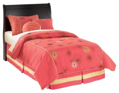 Signature Design by Ashley® Huey Vineyard 4-Piece Black Twin Sleigh Headboard Set-1