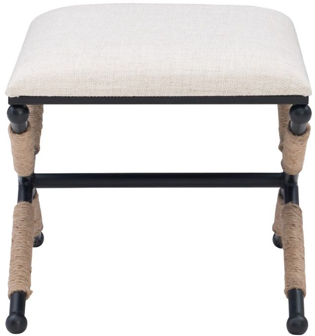 Linon Ashburn Campaign Black/Gray Accent Stool-4
