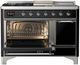 Ilve® Majestic III 48" Glossy Black Pro Style Dual Fuel Liquid Propane Range with French Top and Chrome Trim-2