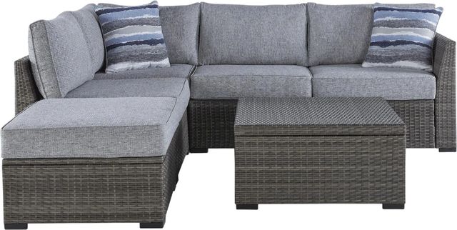 Signature Design by Ashley® Petal Road 4-Piece Gray Aluminum/Fabric Outdoor Conversation Set-2