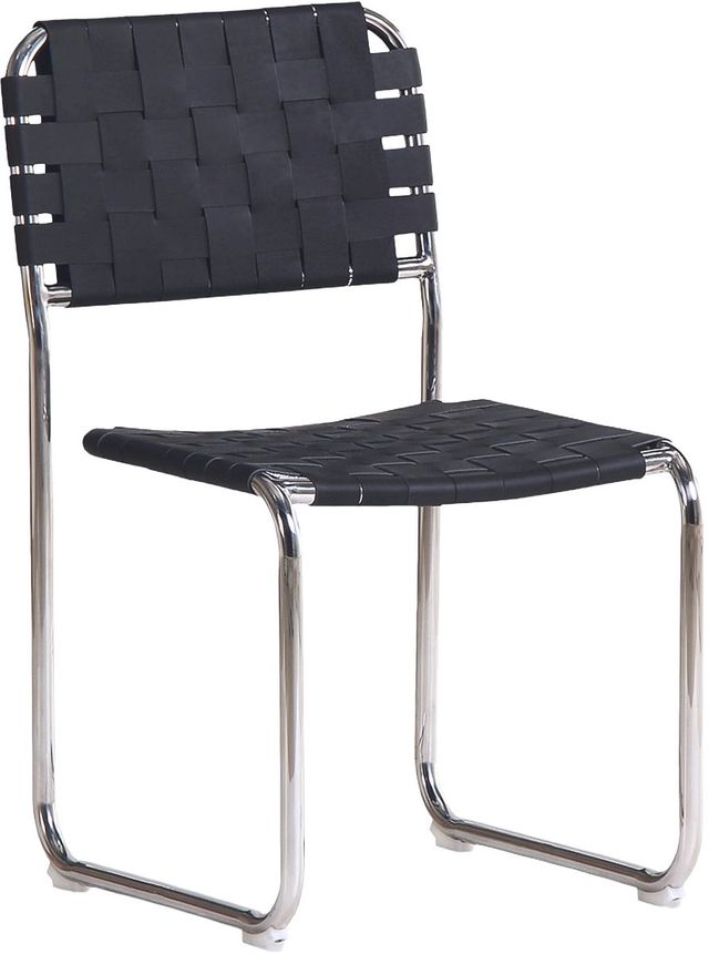 Moe's Home Collection Moma 2-Piece Black Leather Dining Chair Set-0
