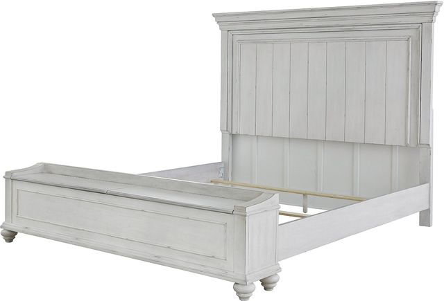 Benchcraft® Kanwyn Whitewash King Panel Bed with 1-Bench Storage -3