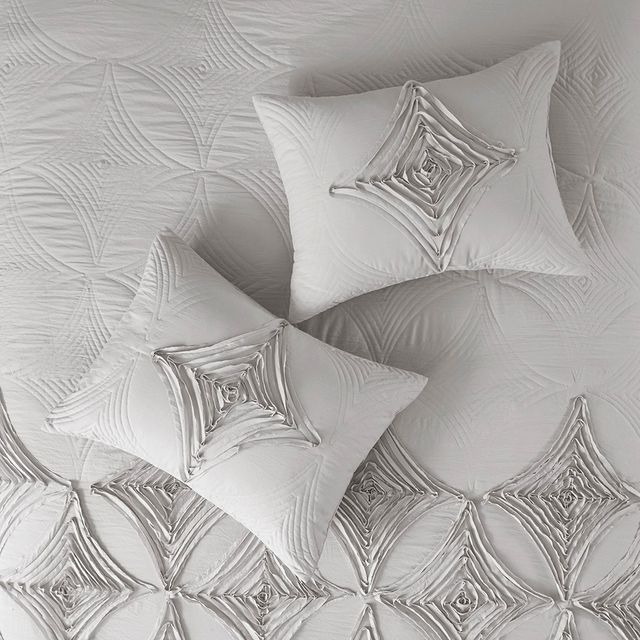 Olliix by Madison Park Colette 4 Piece Grey King/California King Comforter Set-4
