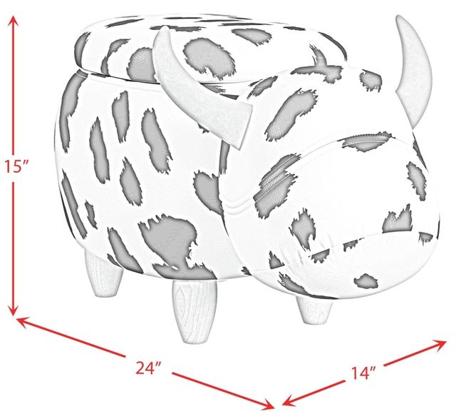 Elements International Animal Stools Black/White Cow Storage Youth Stool-2