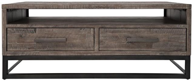 Jofran Inc. East Hampton Distressed Gray Cocktail Table with Black Base-1