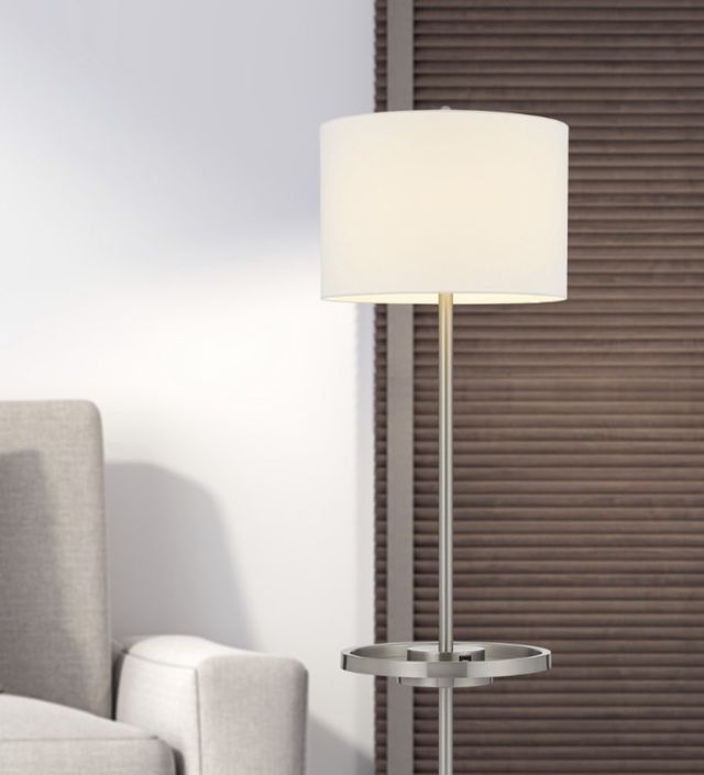 Cal® Lighting & Accessories Crofton Brushed Steel Floor Lamp with Tray Table-2