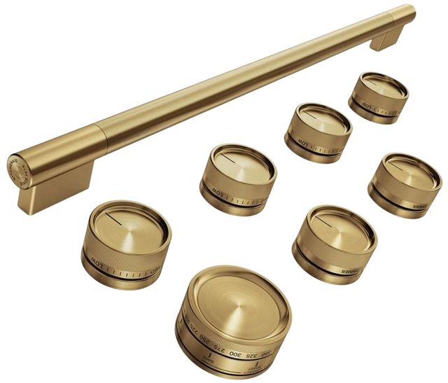 KitchenAid® 36" Brass Grip Commercial-Style Dual Fuel Range Handle and Knob Kit-0