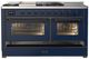 Ilve® Majestic III 60" Midnight Blue Pro Style Dual Fuel Liquid Propane Range with French Top and Burnished Trim-2