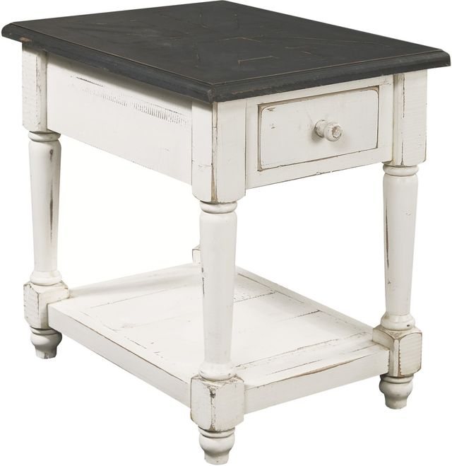aspenhome® Hinsdale Greywood Chairside Table with Cottonwood Base-0