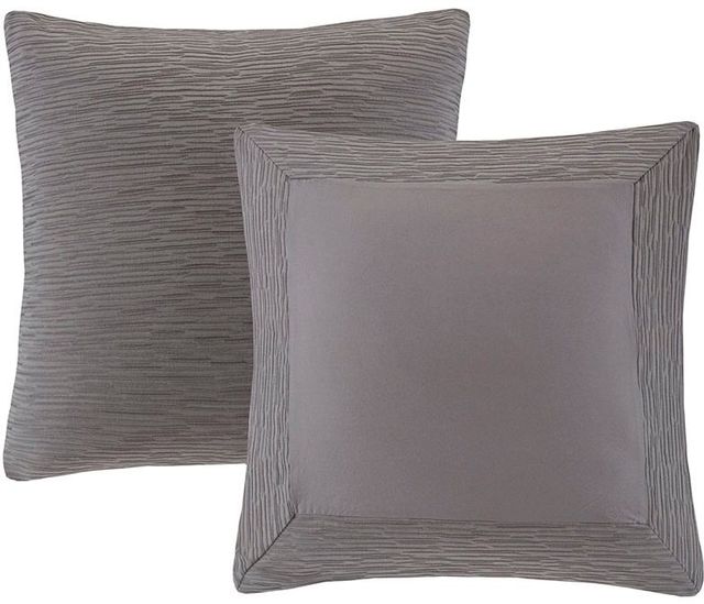 Olliix by N Natori Grey Hanae Cotton Blend Yarn Dyed Euro Sham-0
