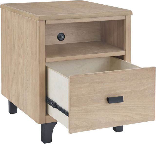 Signature Design by Ashley® Freslowe Light Brown End Table with Black Legs-1