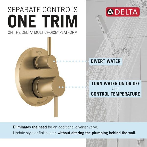 Delta Modern 14S Champagne Bronze Single Handle Lever Less Head Shower Trim and Hand Shower-1