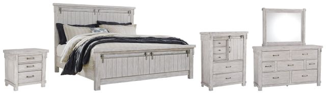 Signature Design by Ashley® Brashland 5-Piece White King Panel Bed Set-0