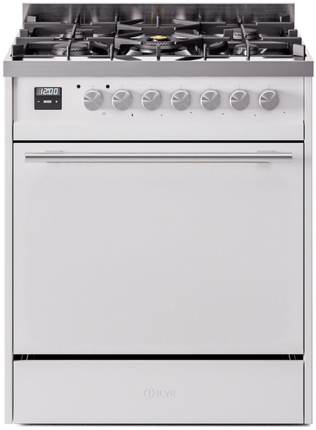 Ilve® Professional Plus II Series 30" White Pro Style Dual Fuel Range-0