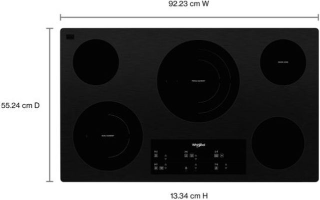 Whirlpool® 36" Black Electric Cooktop with Triple Radiant Element-4