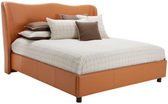 Michael Amini® 21 Cosmopolitan™ Diablo Orange Queen Upholstery Wing Panel Bed