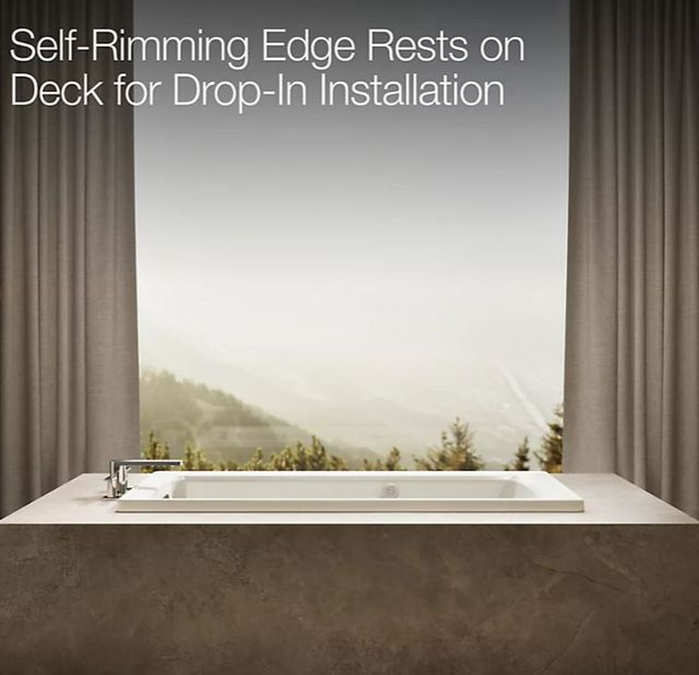 KOHLER® Archer® Biscuit 60" x 30" Drop-In Heated BubbleMassage™ Air Bath with Bask® Heated Surface-3