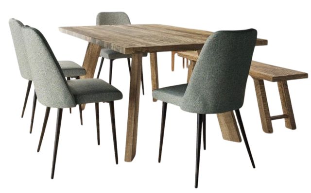 Jofran Inc. Reclamation Salvaged 6-Piece Brown/Macey Blue Dining Set-0