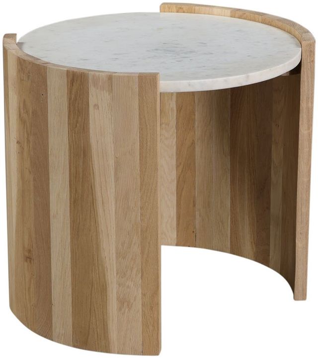Moe's Home Collection Dala White Side Table with Oak Base -0