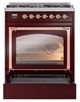 Ilve® Nostalgie II Noblesse 30" Burgandy Pro Style Dual Fuel Range with Copper Trim-3