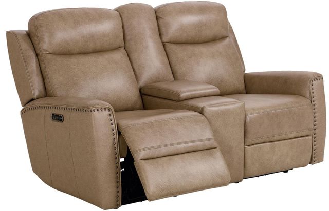 Bassett® Furniture Club Level Douglas Wheat Power Reclining Loveseat with Console-2