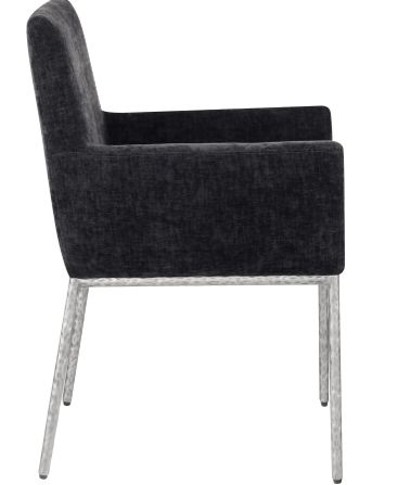 Meridian Furniture Reeves Black/Brushed Silver Chenille Upholstered Dining Chair-2